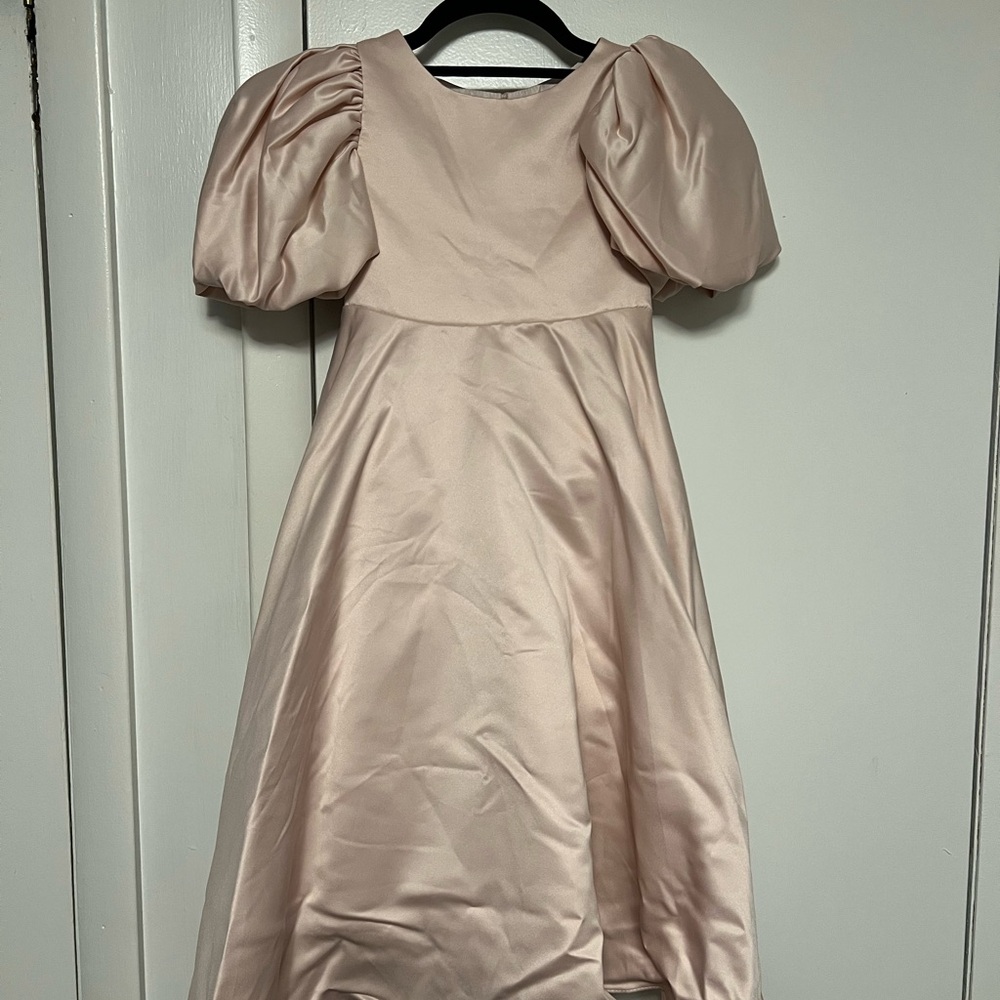 Azazie Blush Puff Sleeve Kids Dress